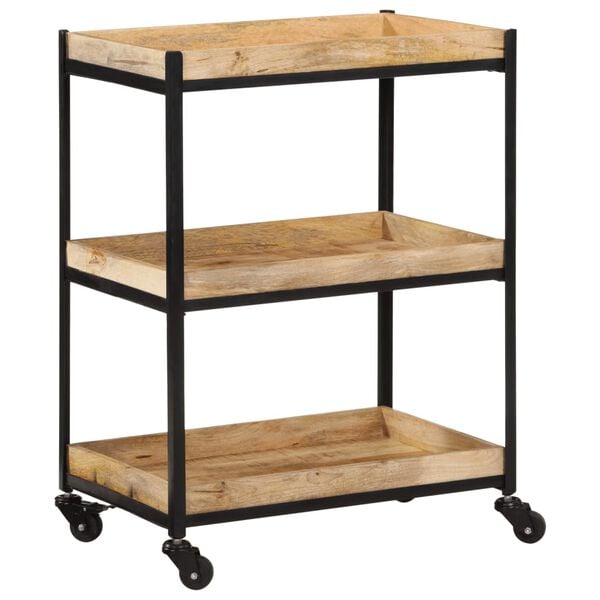 vidaXL Kitchen Trolley 23.6"x15.7"x31.5" Solid Rough Wood Mango