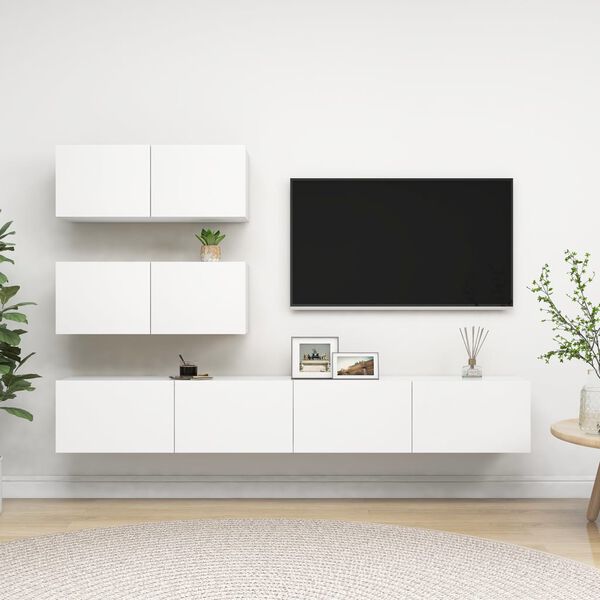 vidaXL TV Cabinet Set Set of 4 White Engineered wood Different sizes