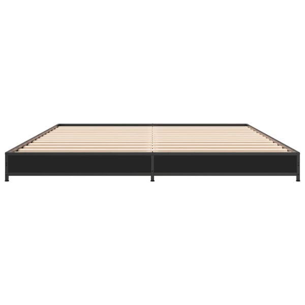 vidaXL Bed Frame Black Engineered wood, Steel King Size Durable