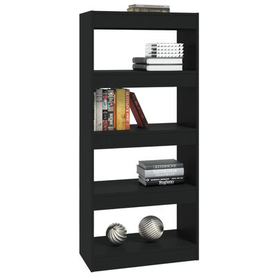 vidaXL Book Cabinet/Room Divider Black 23.6"x11.8"x53.1" Engineered Wood