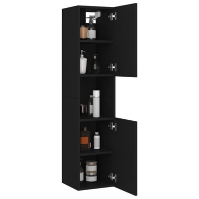 vidaXL Bathroom Cabinet Black 11.8"x11.8"x51.2" Chipboard