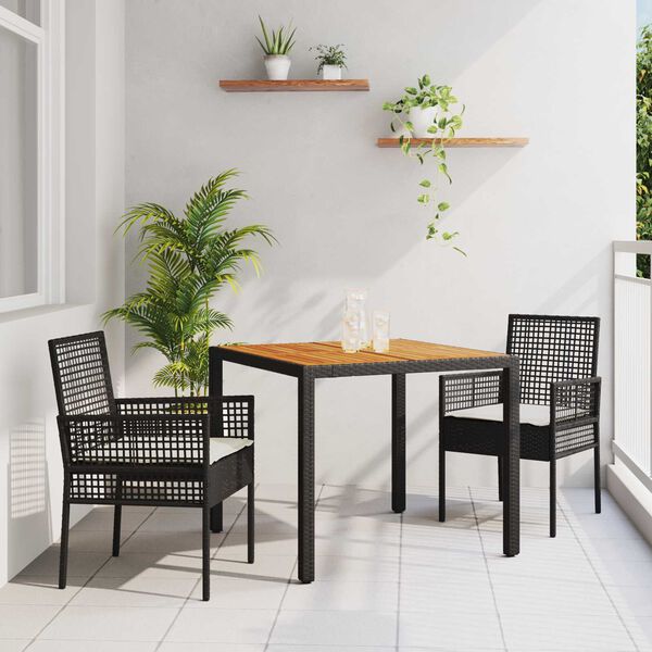 vidaXL Garden Dining Set 5 pcs Black Poly Rattan