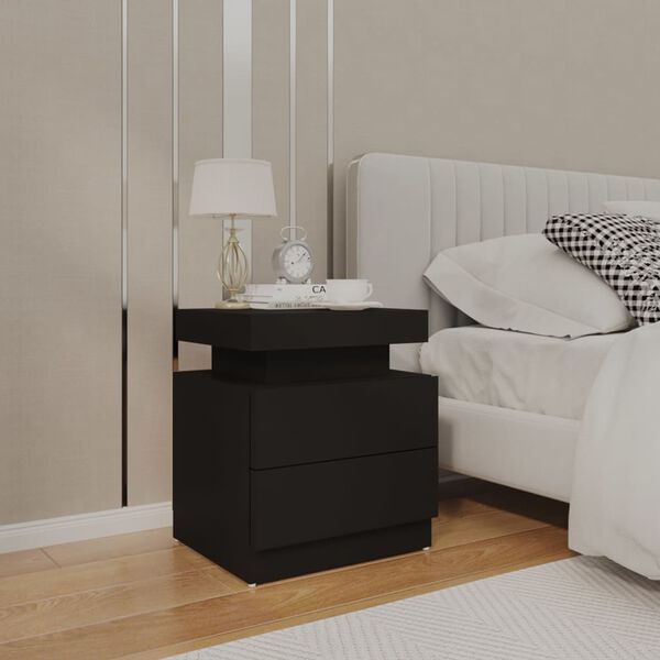 vidaXL Bedside Cabinet Black Engineered wood 17.7 x 13.8 x 20.5 in