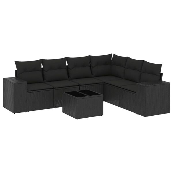 vidaXL Garden Sofa Set Black PE Rattan, Powder-coated Steel, Tempered Glass