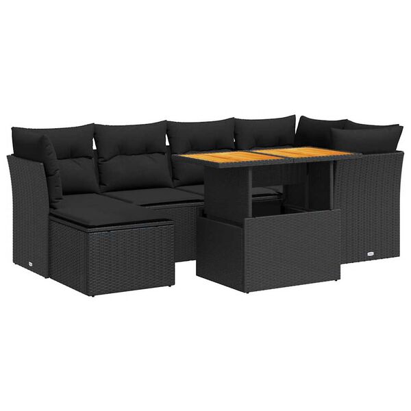 vidaXL Garden Sofa Set Black