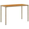 vidaXL Garden Table Beige PE Rattan, Powder-Coated Steel, Solid Acacia Wood