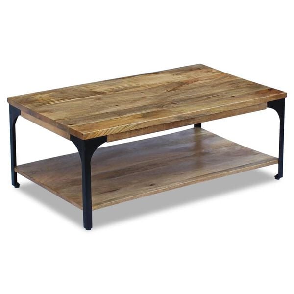 vidaXL Coffee Table Natural Mango Mango Wood, Steel