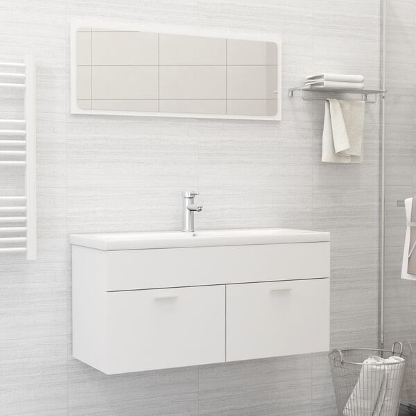 vidaXL Bathroom Furniture Set White Engineered wood Fits standard bathroom