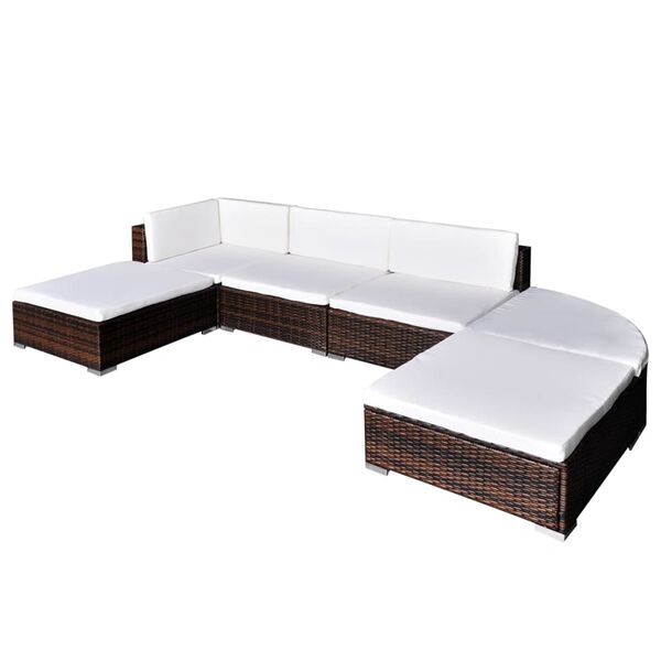 vidaXL Garden Sofa Brown, Cream White PE Rattan, Powder-Coated Steel