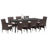 vidaXL Garden Dining Set with Cushion 9 pcs Brown Poly Rattan