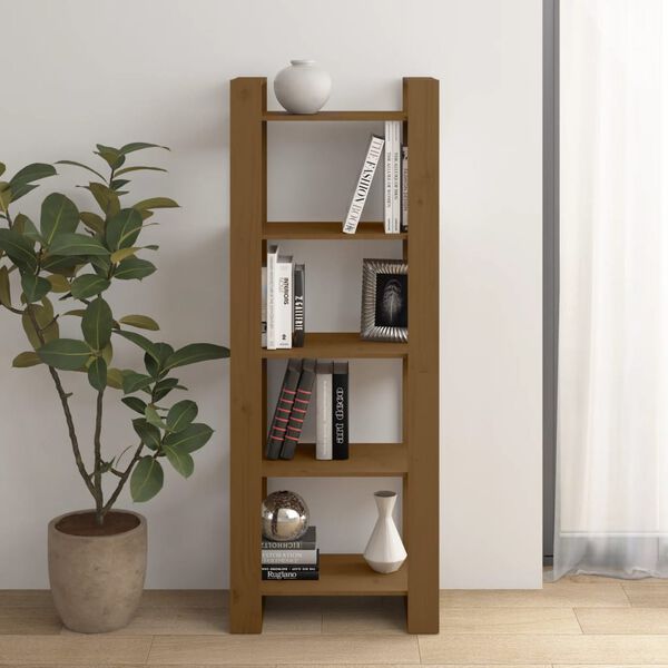 vidaXL Book Cabinet Honey Brown Solid Pine Wood Medium Book Cabinet