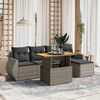vidaXL Garden Sofa Set Grey PE rattan Large Adjustable Armrests