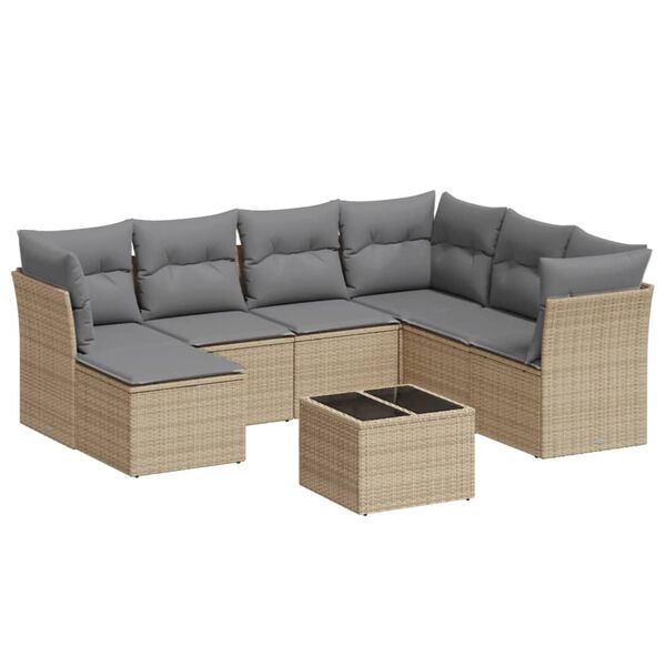 vidaXL Garden Sofa Set Beige, Light Grey
