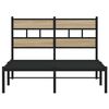 vidaXL Bed Frame Black, Sonoma Oak Iron, Engineered Wood Small Double