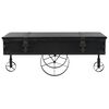 vidaXL Side Table Black MDF 43.3x21.7x16.9 in Decorative Inlays