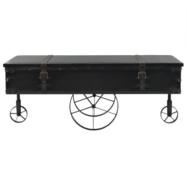 vidaXL Side Table Black MDF 43.3x21.7x16.9 in Decorative Inlays