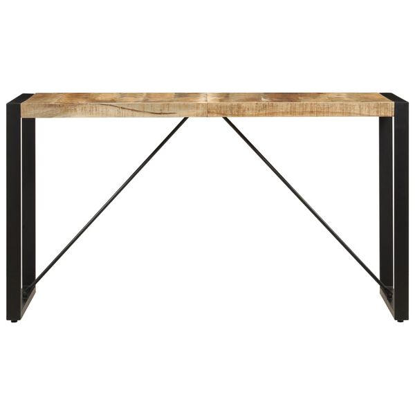 vidaXL Dining Table Brown and black Solid mango wood, powder-coated steel