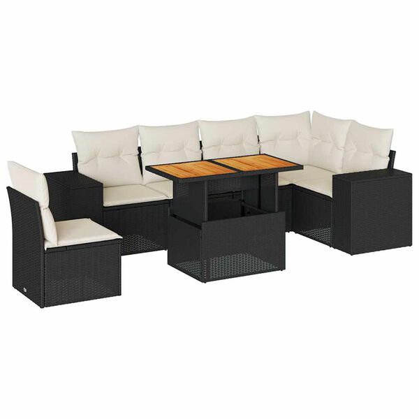 vidaXL Garden Sofa Set Black PE Rattan Large Garden Sofa Set