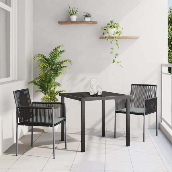 vidaXL Garden Dining Set 5 pcs Black Poly rattan
