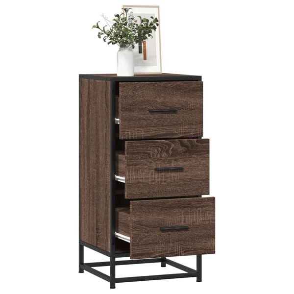 vidaXL Sideboard Brown Oak Engineered Wood, Metal Medium Sideboard