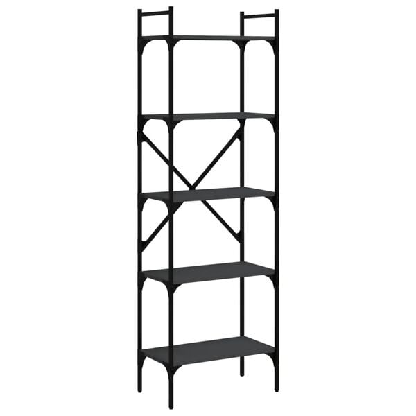 vidaXL Bookcase Black Engineered wood, metal