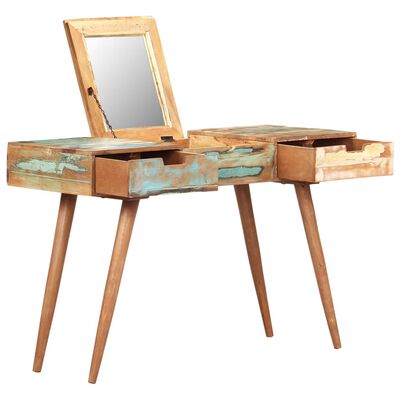 vidaXL Dressing Table with Mirror 44.1"x17.7"x29.9" Solid Reclaimed Wood