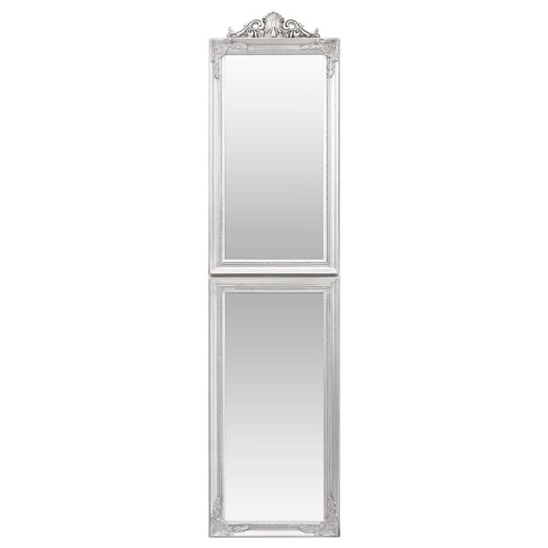 vidaXL Free-standing Mirror Silver Glass, eucalyptus wood, engineered wood