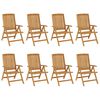 vidaXL Reclining Garden Chair Set of 8 Teak and Taupe