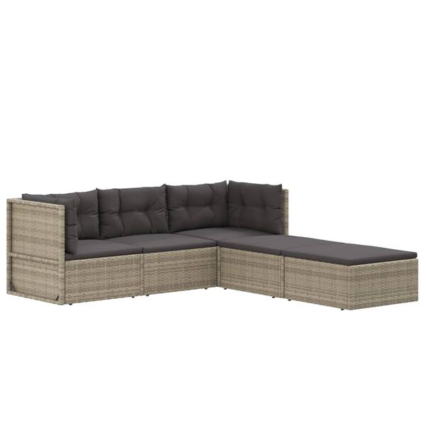 vidaXL Garden Lounge Set Grey PE Rattan, Powder-Coated Steel Modular