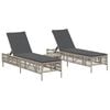 vidaXL Sun Lounger Set of 3 Light Gray, Dark Gray (cushions) PE Rattan