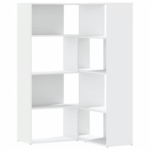 vidaXL Corner Bookcase White Engineered Wood Medium Corner Bookcase