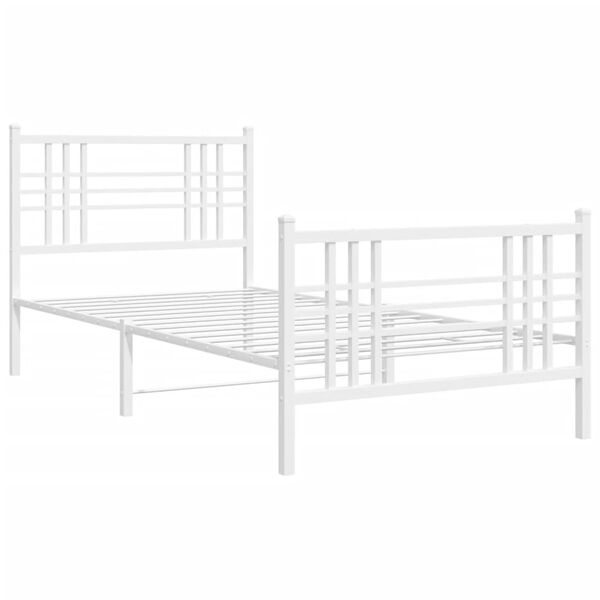 vidaXL Bed Frame White Steel Single Bed Frame Rectangular