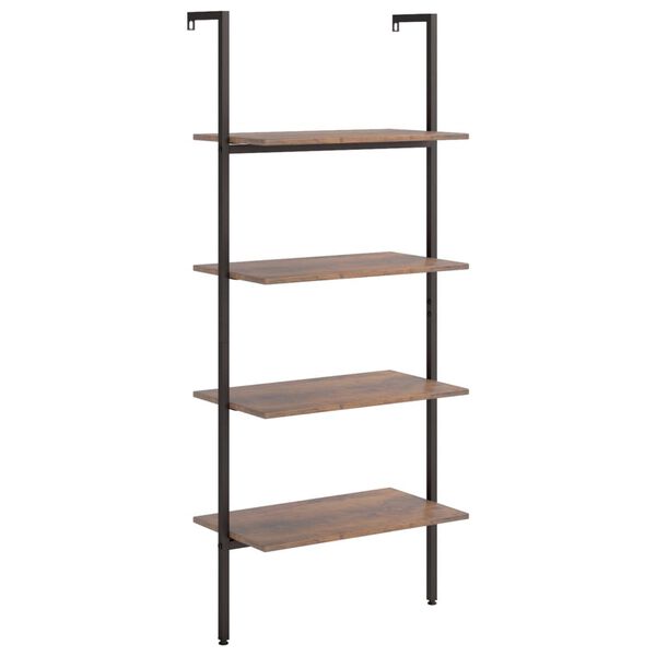 vidaXL Leaning Shelf Dark Brown and Black Engineered wood, Steel Medium