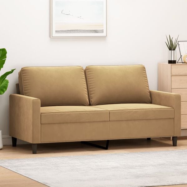 vidaXL 2-seater Sofa Brown Velvet Medium Modern Loveseat Rectangular