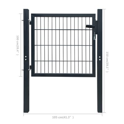 vidaXL Fence Gate Steel Anthracite 41.3"x59.1"