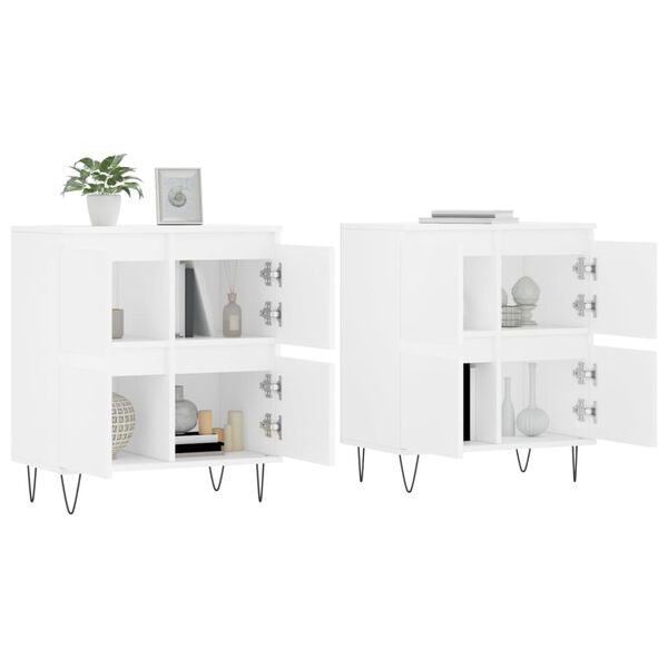 vidaXL Sideboard Set of 2 White Engineered wood Medium Sideboard