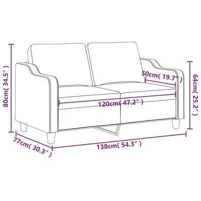 vidaXL 2-Seater Sofa Black 47.2" Fabric