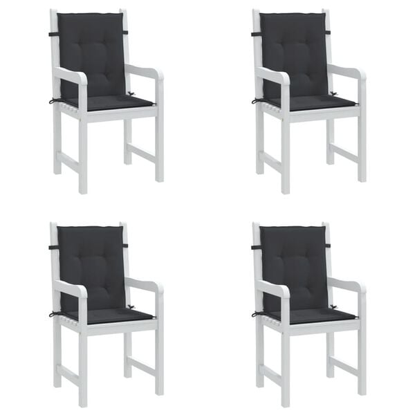 vidaXL Lowback Chair Cushion Set of 4 Black 100% polyester, Oxford fabric