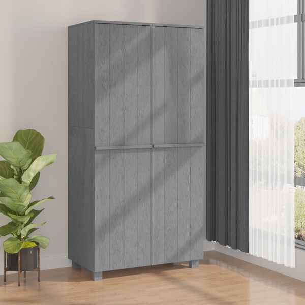 vidaXL Wardrobe Dark Gray Solid Pine Wood Medium Wardrobe Rectangular