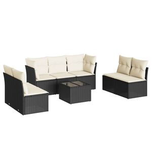 vidaXL Garden Sofa Set Black, Cream white