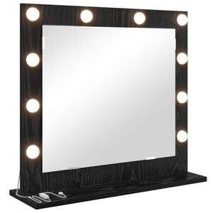 vidaXL Vanity Mirror with LED Strip Lights Black Oak 60 x 55 x 18 cm
