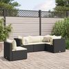 vidaXL Patio Lounge Set Black PE rattan, powder-coated steel, fabric