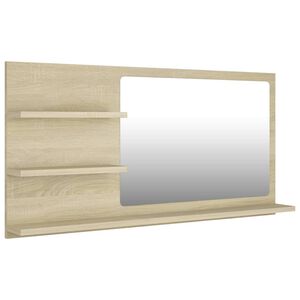 vidaXL Mirror Sonoma oak Engineered wood, Acrylic 35.4 in x 17.7 in