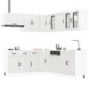 vidaXL Kitchen Cabinet Set Gloss White Engineered Wood and Glass Large