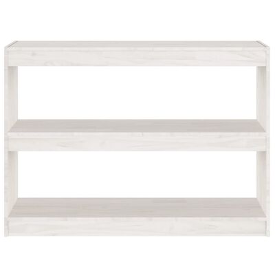 vidaXL Book Cabinet Room Divider White 39.4"x11.8"x28.1" Solid Wood Pine