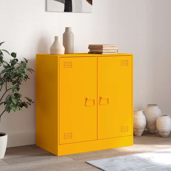 vidaXL Sideboard Mustard yellow Cold-rolled steel Medium Sideboard