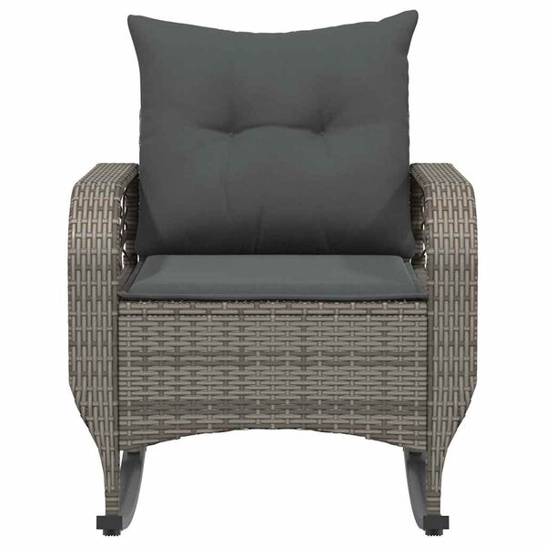 vidaXL Garden Rocking Chair Grey PE rattan, powder-coated steel