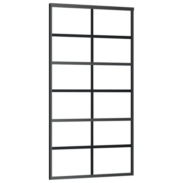 vidaXL Sliding Door ESG Glass and Aluminum 40.2"x80.7" Black