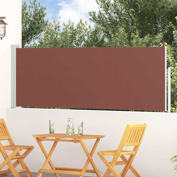 vidaXL Side Awning Brown screen, Grey stand