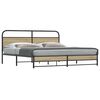 vidaXL Bed Frame Smoked Oak Steel, Engineered Wood Double